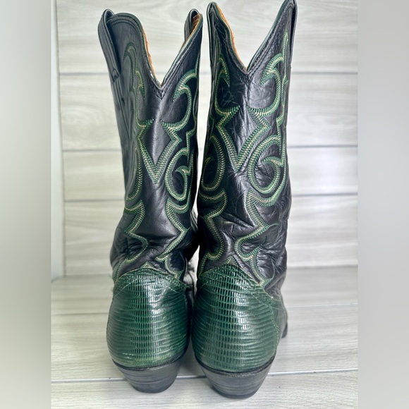 Nocona Western Boot GREEN Teju Lizard Grain Size 6.5 Leather Pointed USA Made - Picture 4 of 14